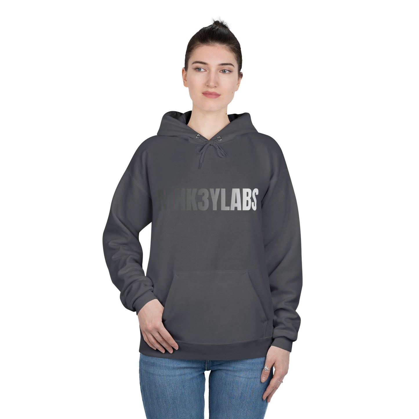 MNK3YLABS Grey Gradient LOGO Hoodie.