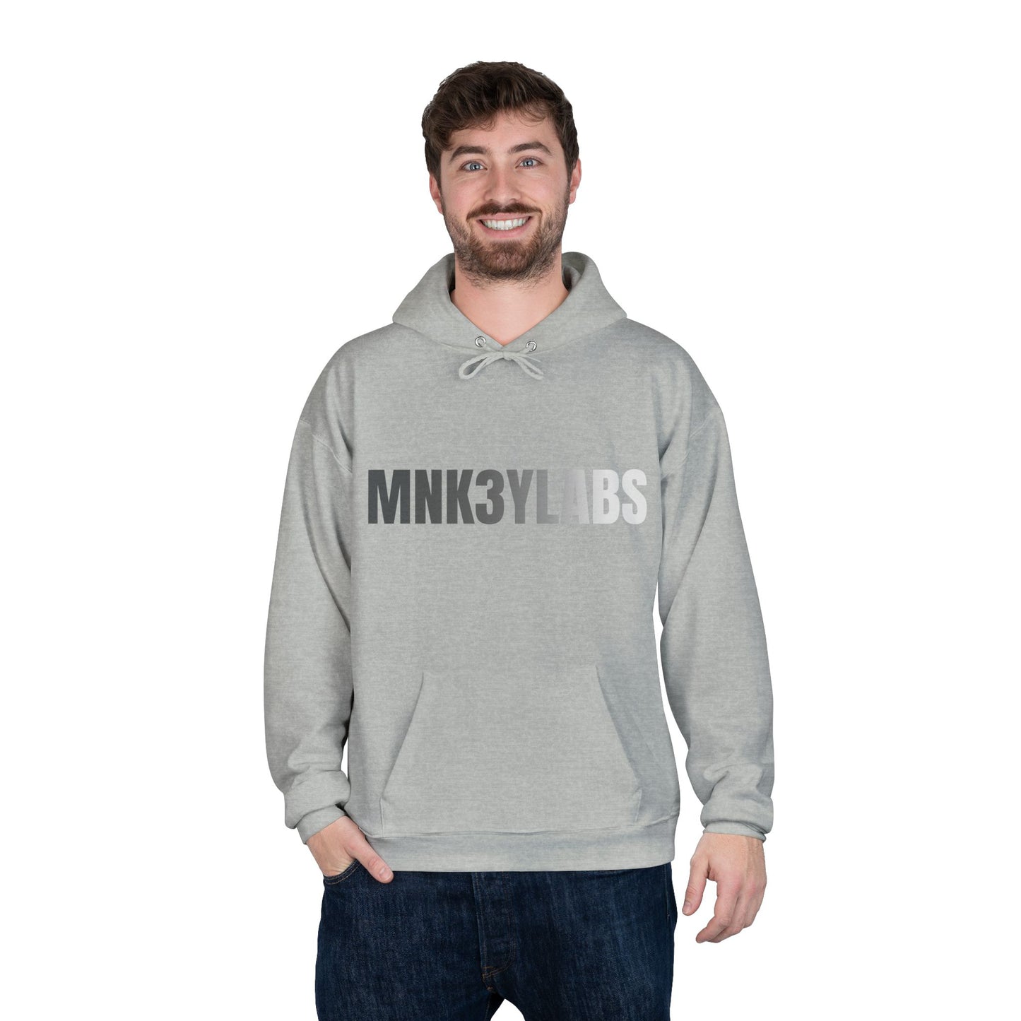 MNK3YLABS Grey Gradient LOGO Hoodie.