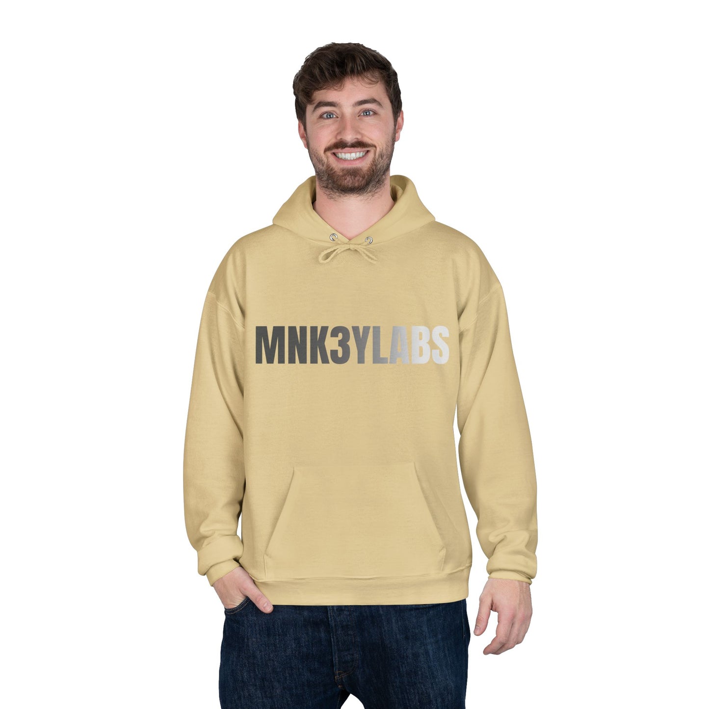 MNK3YLABS Grey Gradient LOGO Hoodie.