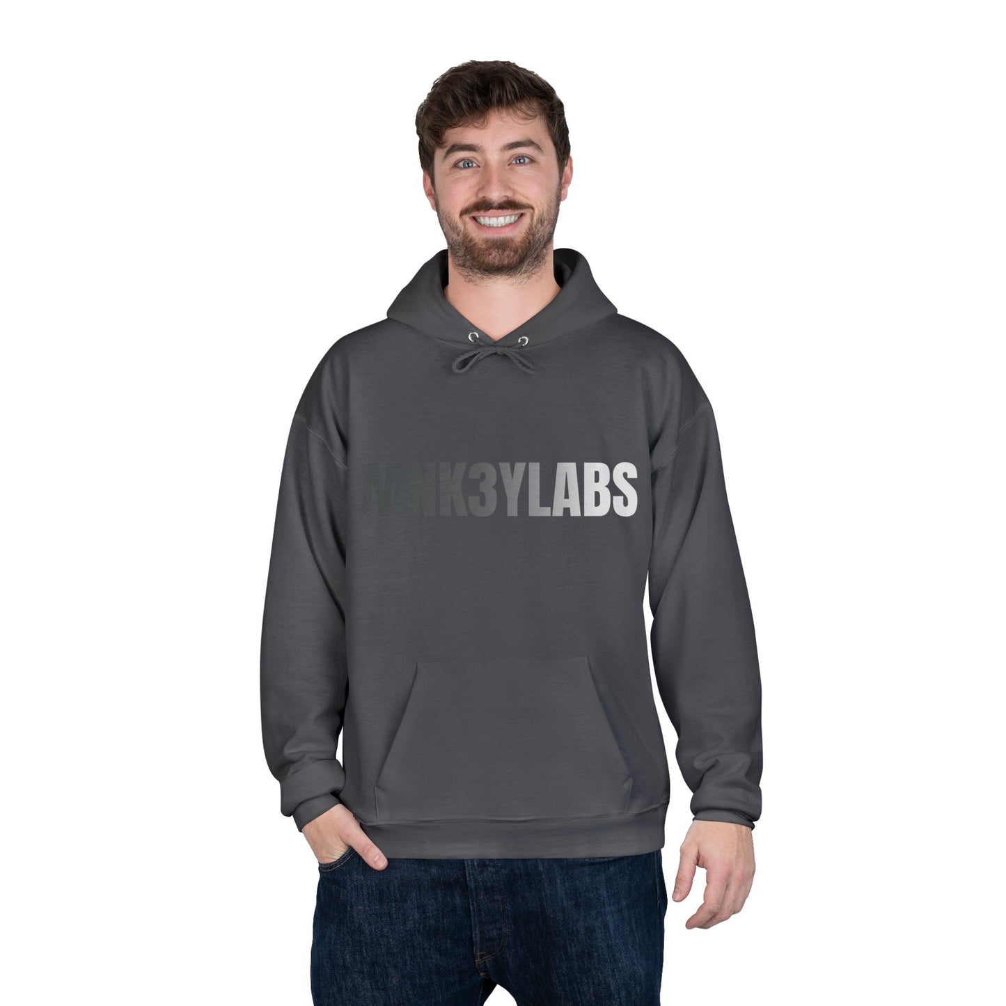 MNK3YLABS Grey Gradient LOGO Hoodie.