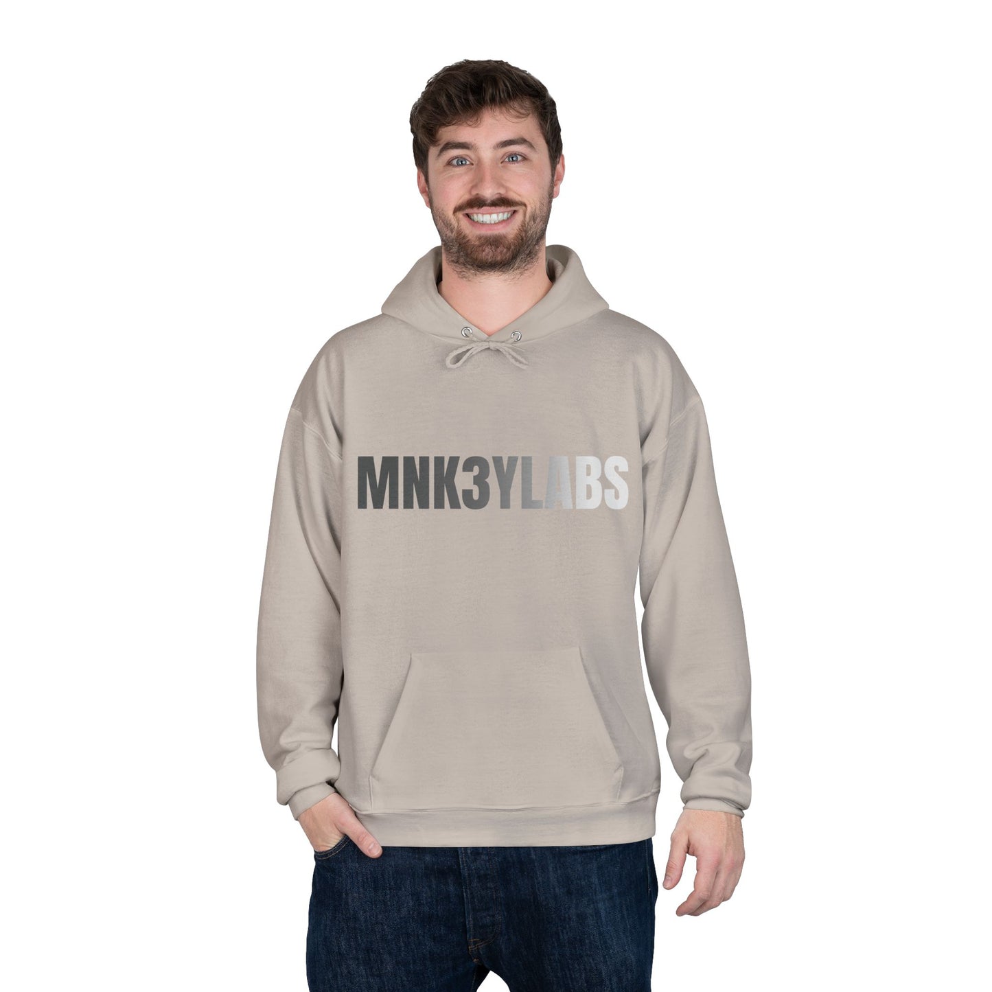MNK3YLABS Grey Gradient LOGO Hoodie.