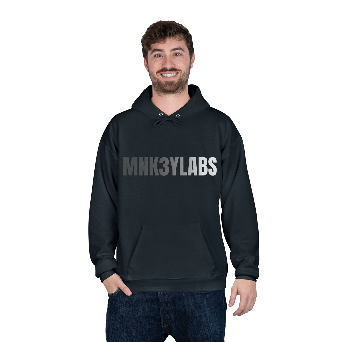 MNK3YLABS Grey Gradient LOGO Hoodie.