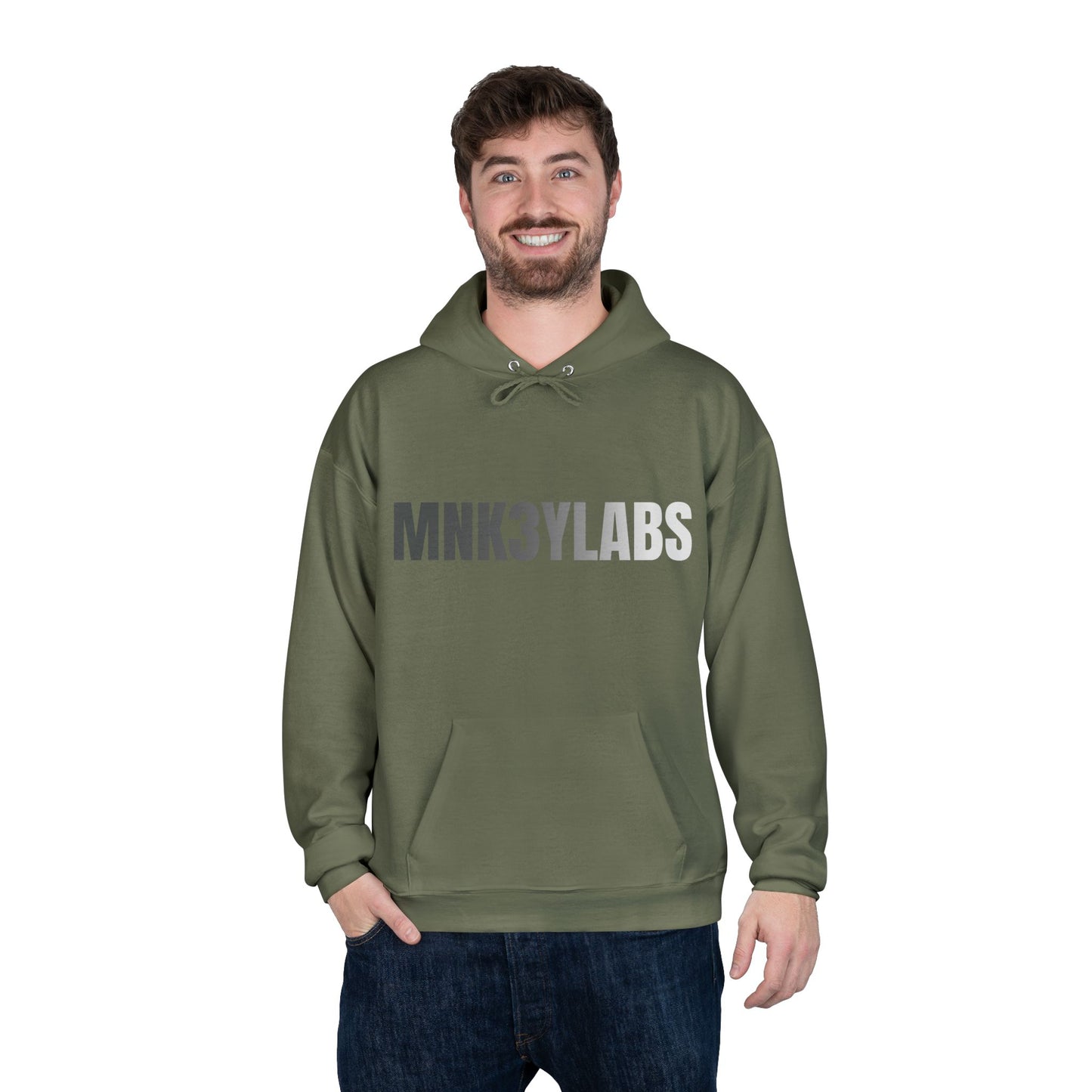 MNK3YLABS Grey Gradient LOGO Hoodie.